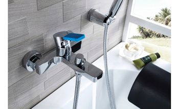 Смеситель для ванны Lemark Aura LM0614C Хром Синий — фото 3, Смеситель для ванны