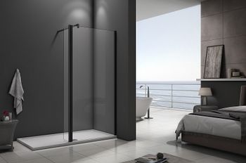 Душевая перегородка Good Door Walk In SP2-90-C-B 100x28 профиль Черный стекло прозрачное — фото 2, Душевые перегородки