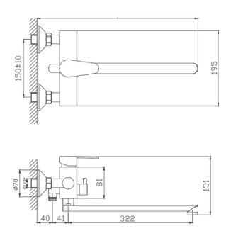 Смеситель для ванны Haiba HB22802 универсальный Нержавеющая сталь — фото 2, Смеситель для ванны