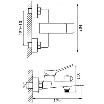 Смеситель для ванны Haiba HB60818 Хром — фото 2, Смеситель для ванны