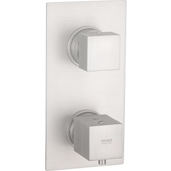 Смеситель для душа Remer Qubica Thermo QT92KBBO с термостатом Белый матовый — фото 1, Смеситель для душа