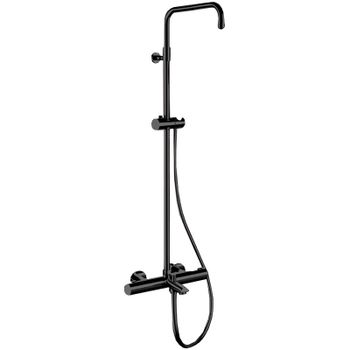 Душевая система Remer Elegance EQ34ASSDNO с термостатом Черная матовая — фото 1, Душевые стойки