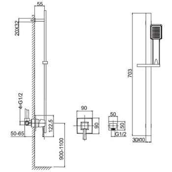 Смеситель для душа Caprigo Diamante 50-115-oro Золото — фото 2, Смеситель для душа