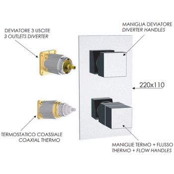 Смеситель для душа Remer Qubica Thermo QT93KBBO с термостатом Белый матовый — фото 2, Смеситель для душа