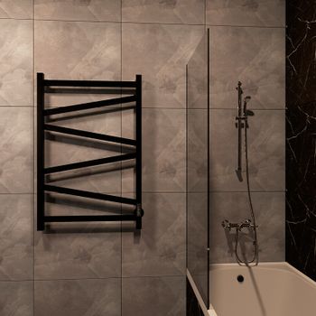 Электрический полотенцесушитель Маргроид Зигзаг профильный 800x500 Зигзаг-8050-1081-9005R правый Чер — фото 3, Электрические полотенцесушители