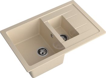 GRANFEST Мойка QUADRO 775KL 1,5-чаши+крыло 765*495мм кашемир арт.GF- — фото 1, Кухонные мойки