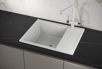 Granula-ES-6202, АРКТИК (БЕЛЫЙ), кухонная мойка, кварц, ESTETICA — фото 1, Кухонные мойки