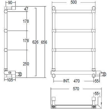 Электрический полотенцесушитель Margaroli Sole 542-4 BOX 5424704GONB Золото — фото 8, Электрические полотенцесушители