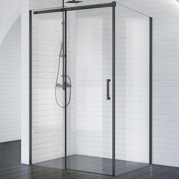 Душевой уголок BelBagno Acqua 130х90 ACQUA-AH-1-130/90-C-NERO профиль Черный стекло прозрачное — фото 1, Прямоугольные душевые уголки