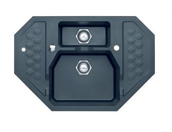 Мойка для кухни SENSUAL 60 GRANITAL+ STEEL-G04M 900x610x200;1+1/2 с сифоном 1104729, — фото 1, Кухонные мойки