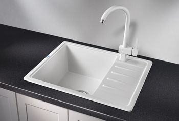 Granula-5803, БЕЛЫЙ, кухонная мойка, СтандАРТ кварц — фото 2, Кухонные мойки