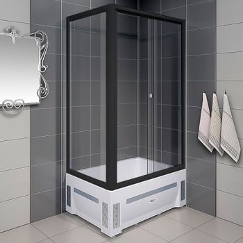 Душевой уголок Radomir Верчелли 120x80 R 1-03-6-2-0-0130 профиль Черный стекло прозрачное — фото 3, Прямоугольные душевые уголки