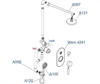 A16421 Встраиваемый комплект для душа с верхней душевой насадкой и лейкой — фото 4, Встраиваемые душевые комплекты