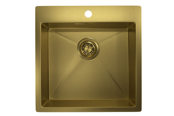 Granula-5151, ЗОЛОТО САТИН, стальная кухонная мойка — фото 1, Кухонные мойки