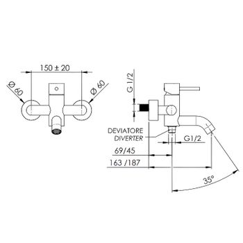 Смеситель для ванны Remer X-Style X05NPO Никель брашированный — фото 2, Смеситель для ванны