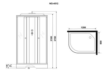 Душевая кабина Niagara Eco NG-4512-14R BLACK (120х80х215) низкий поддон(13см),стекло мозаика,3 места — фото 4, Душевые кабины