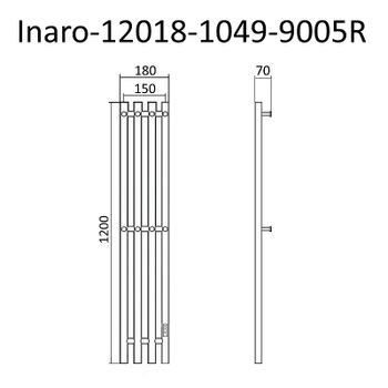 Электрический полотенцесушитель Маргроид Inaro 1200x180 Inaro-12018-1049-9005R правый Черный матовый — фото 2, Электрические полотенцесушители