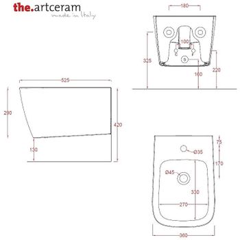 Биде Artceram A16 ASB001 15 00 подвесное Grigio oliva — фото 2, Биде подвесные