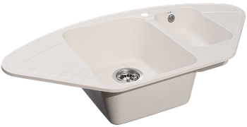 GRANFEST Мойка QUARZ 14 угловая 1,5-чаши 930*500мм белый арт.GF-Z- — фото 2, Кухонные мойки