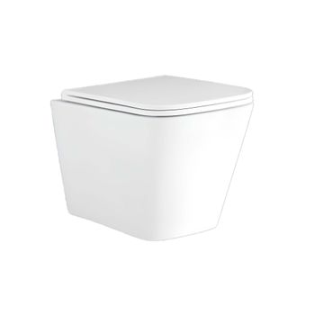 Унитаз подвесной безободковый AQUATEK ДЕЛЬТА 480 x 350 x 320 мм, тонкое сиденье с механизмом плавног — фото 1, Подвесные унитазы