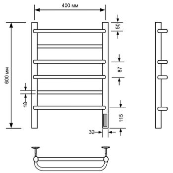 Электрический полотенцесушитель Comfysan Puro EC-6 60x40 012816 Черный матовый — фото 2, Электрические полотенцесушители