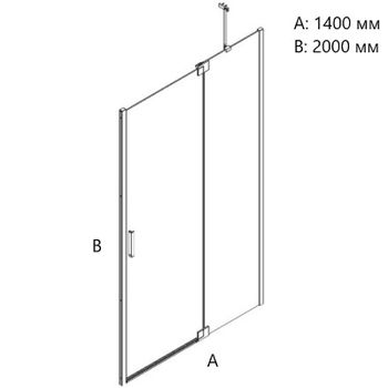 Душевая дверь Creto Tenta 140 123-WTW-140-C-B-8 (260092) профиль Черный матовый стекло прозрачное — фото 2, Распашные душевые двери