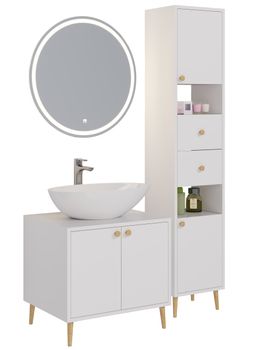 Тумба LUNO, 60см, напольная, 2дв., белый глянец, под ум. Триумф — фото 3, Тумбы под раковину