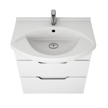 Тумба LAGUNA PLUS, 75 см, подвесная/напольная, 2 ящика, с опорами, белый глянец — фото 8, Тумбы под раковину