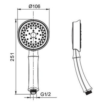 Ручной душ Caprigo Parts 99-506-crm Хром — фото 2, Лейки для душа