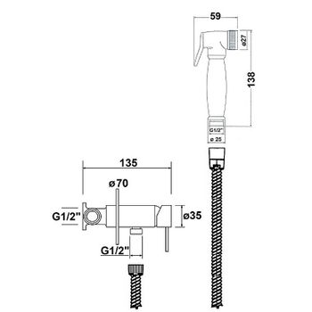 Гигиенический душ со смесителем AQUAme Retro AQM6010OB Бронза — фото 2, Гигиенические души