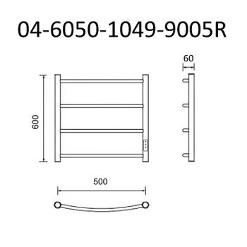 Электрический полотенцесушитель Маргроид Вид 4 600x500 04-6050-1049-9005R правый Черный матовый — фото 3, Электрические полотенцесушители