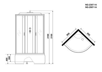Душевая кабина Niagara Classic NG-2307-14 (80х80х215) высокий поддон(40см),стекло матовое,4 места — фото 4, Душевые кабины