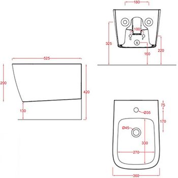 Биде Artceram A16 ASB001 05 00 подвесное Белое матовое — фото 5, Биде подвесные