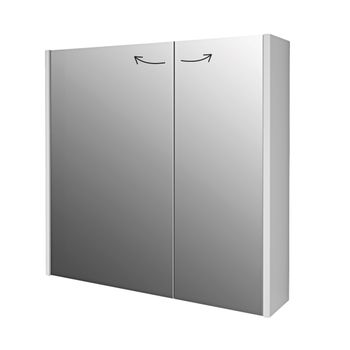 Шкаф зеркальный PRIME, 70 см, 2 дверцы, 4 стеклянные полки, белый — фото 5, Зеркальные шкафы в ванную