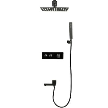 Душевая система ALMAes Olef TVZ-0898 с термостатом Черная матовая — фото 6, Встраиваемые душевые комплекты