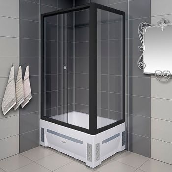 Душевой уголок Radomir Верчелли 120x80 L 1-03-6-1-0-0130 профиль Черный стекло прозрачное — фото 3, Прямоугольные душевые уголки