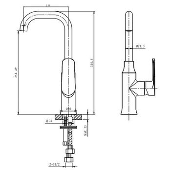 Смеситель для раковины Caprigo Atlantic 51-024-crm Хром — фото 2, Смесители для раковины