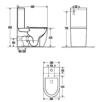Унитаз компакт AQUAme AQM1002 без бачка с сиденьем Микролифт — фото 2, Напольные унитазы