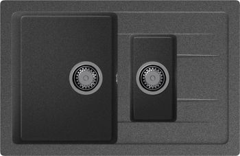 GRANFEST Мойка QUADRO 775KL 1,5-чаши+крыло 765*495мм графит арт.GF- — фото 2, Кухонные мойки