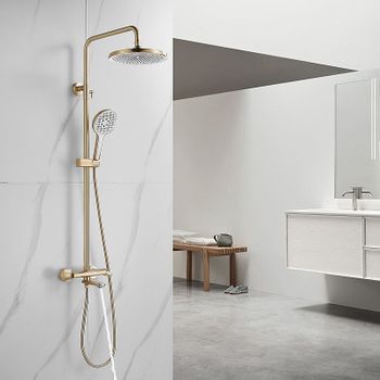 Душевая система Rose R39G R3936G Золото матовое — фото 22, Душевые стойки