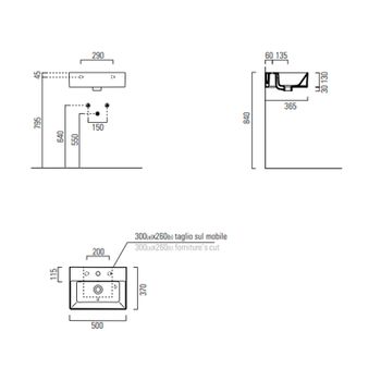 Раковина GSI Kube X 50 9447111 Белая — фото 3, Раковины подвесные