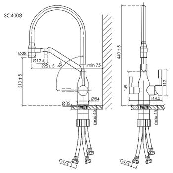 Смеситель для кухни Sancos Orta SC4008CH Хром Черный — фото 2, Смесители для кухни