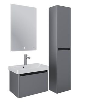 Тумба Luxury, 55 см, подвесная, 1 ящик, серый базальт — фото 12, Тумбы под раковину