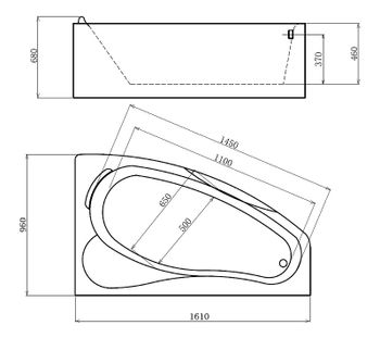 Акриловая ванна Gemy 161х96 G9046 K R с гидромассажем — фото 3, Акриловые ванны