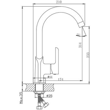 Смеситель для кухни Haiba HB70805-7 Черный Хром — фото 3, Смесители для кухни