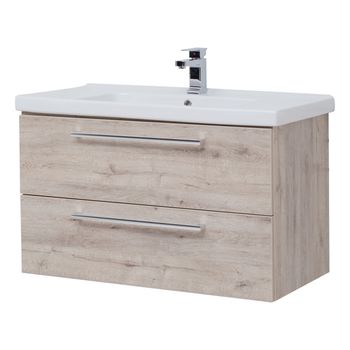 Тумба GIO, 80 см, подвесная, 2 ящика, дуб кантри — фото 1, Тумбы под раковину