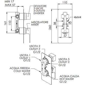Смеситель для душа Remer Absolute AU93BG Золото брашированное — фото 2, Смеситель для душа