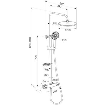 Душевая система Milardo Ideal Spa ILSBLTHM89 с термостатом Черная матовая — фото 11, Душевые стойки