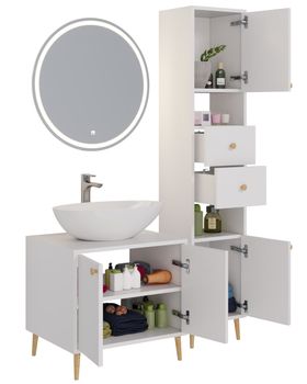 Тумба LUNO, 60см, напольная, 2дв., белый глянец, под ум. Триумф — фото 2, Тумбы под раковину