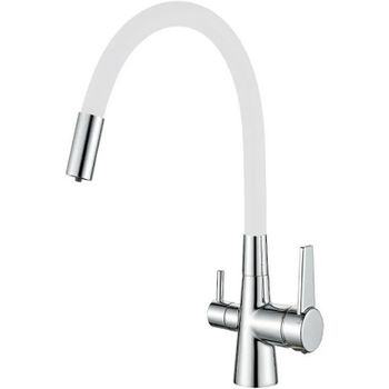 Смеситель для кухни Haiba HB76858-8 Хром Белый — фото 1, Смесители для кухни